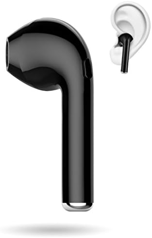 Bluetooth Single Earbud v4.1+EDR Wireless Left Earpiece Handsfree Stereo Earphone In-Ear Headphone Mini Invisible Headset i7 Black (For Men)