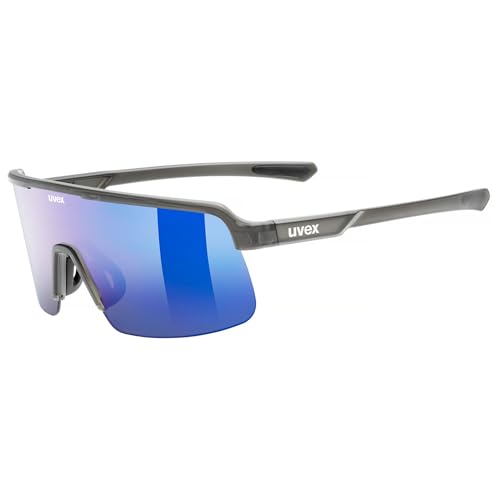 Uvex dyrt - sports glasses for adults - strong UV protection - contrast enhancing - smoke gray matte/blue mirror - one size