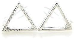 Open Triangle Invisible Clip On Stud Earrings for Non-Pierced Ears, 9mm Silver-Tone