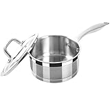 Duxtop Professional Stainless Steel Sauce Pan with Lid, Kitchen Cookware, Induction Pot with Impact-bonded Base Technology, 1.6 Quart
