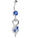 Oasis Plus Heart Blue Crystal Navel Ring Dangle Belly Button Rings Hoop Body Glitter Piercing Jewelry