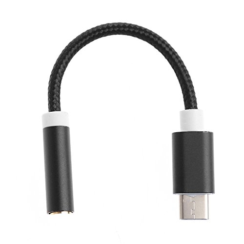 Elaco USB 3.1 Type-C USB-C to 3.5mm Audio Speakder Microphone Female Adapter (Black)