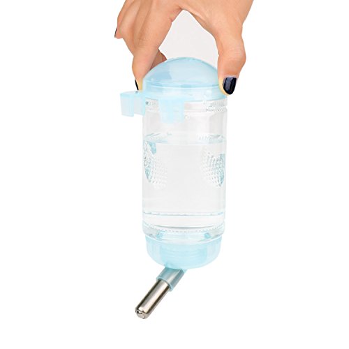 Zeltauto 12oz Pet Water Feeder No Drip Cage Hanging Automatic Drinking Bottle for Puppy Cat Rabbit Small Animal (Blue) - Thumbnail 2