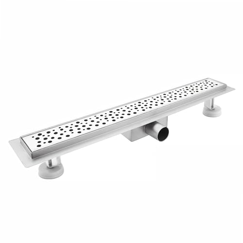 sunrik Duschrinne 120 cm, Blase Duschrinne extra flach, Edelstahl Bodenablauf Komplettset mit Siphon Haarsieb