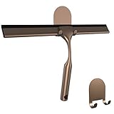 HOME SO 10" Shower Squeegee with Two 3M Adhesive Hooks in Bronze Finish; Effective Rubber Blade Squeegee for Windows, Glass Shower Doors, Car Windshield, Mirrors, Tile Walls, Kitchen Surfaces and More