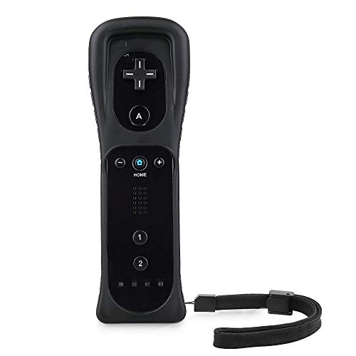 Wii Remote Controller, Wii Game Remote Control with Silicone Case and Wrist Strap for Nintendo Wii and Wii U (Black)