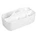 mDesign Plastic Portable Craft Storage Organizer Caddy Tote, Divided Basket Bin with Handle for Craft, Sewing, Art Supplies - Holds Paint Brushes, Colored Pencils, Stickers, Glue, Yarn - Large - White