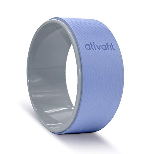 ATIVAFIT 13″Yoga Wheel Exercise Wheel Prop for Release Chest and Shoulders Back Wheel Durable Dharma Yoga Wheel for Stretching and Improving Yoga Poses Yoga Roller Wheel 13 x 5 inch Blue & Grey