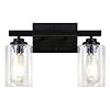 LynPon Wandlampen 2-Lichts Glazen Wandlamp Zwart Vintage Industriële Badkamer Vanity Wandkandelaar Binnenverlichting