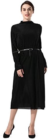 Women Midi Long Cocktail Party Dress Mother of the Bride Dress(Black X-Large)