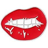 Red Lips Enamel Brooch Lapel Pin Badge Students Fresh Art Enamel Pin Collection Art Brooches for Women Lapel Pins Badge Collar Jewelry Halloween Brooch Gift