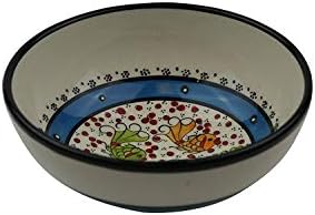 Handmade Ceramic Decorative Soup and Cereal Bowls - Set of 2 - different colors and patterns - 6 inch - 16 oz great serving Bowls (Mediterrenean White)