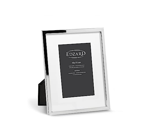EDZARD Silver Plated Photo Frame Rivoli 6x4 with Mount, Non-Tarnishing