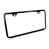 Slim Black Steel License Plate Frame with 2 Holes,