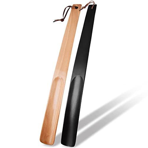 onebarleycorn 2Pcs Long Shoe Horn, 38 cm, Long Wooden Shoe Horn Shoe Horn Long for the Elderly, Men, Women, Children
