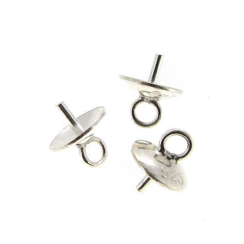 Dreambell 10 pcs 925 Sterling Silver Eye Pins with 5mm Pearl Cup Pendant Connector Bail