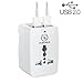 Yubi Power Premium All In One Travel Adapter with Universal Outlet and 2 USB 2.0 Ports - Built In Surge Protector and Neon Light Indicator - Foldable Prongs for Type A, C, G, and I Outlets