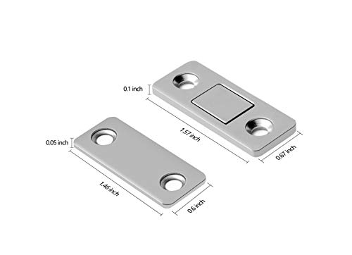 Mousike Magnetic Door Catch Ultra Thin Cabinet Magnets Stainless Steel Drawer Magnet Catch for Sliding Door Closure Kitchen Cabinet Cupboard Closet Closer (8 Pack)