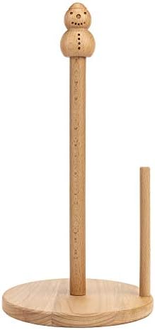 ChasBete Kitchen Vertical Paper Towel Holder Stand Countertop Cute Snowman Wood Tissue Holder Paper Towels Dispenser,Good Grips for One-Handed Tear