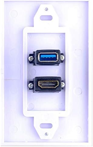 Halokny 1 Port HDMI + 1 Port USB3.0 Wall Face Plate Panel, 1 USB3.0+1 HDMI - Image 5