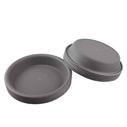 BangQiao 12 Pack 5.90 Inch Plastic Round Planter Pot Saucer Tray for Indoor and Outdoor Plants, Dark Gray - Thumbnail 2