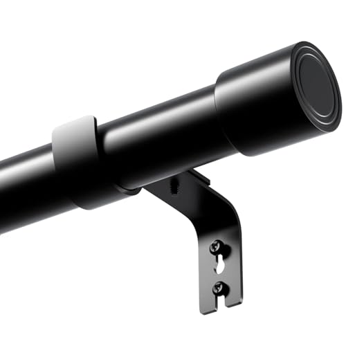 Curtain Rod Modern Curtain Poles Curtain Rods Curtain Rod with Round Terminals and Bracket for Bedroom Living Room Black 84-220cm