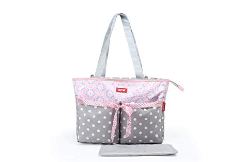 Baby Bucket Baby Diaper Nappy Changing Baby Diaper Bag/Baby Bag/Mummy Bag/Handbag (Pink & Grey Dots)