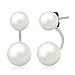 JewelryPalace 6-8mm Freshwater Cultured Pearl Button Ball Dangle Front and Jackets Earrings 925 Sterling Silver