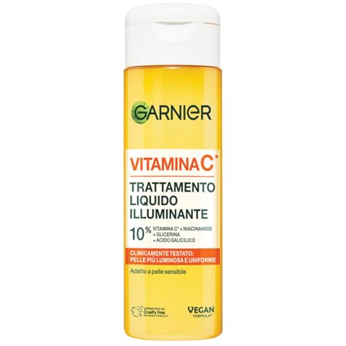 Garnier Vitamine C éclaircissante pour tous les types de peau, hydratation intense et lumineuse, peau rayonnante et uniforme, avec vitamine C et acide salicylique, Garnier Skinactive 120 ml