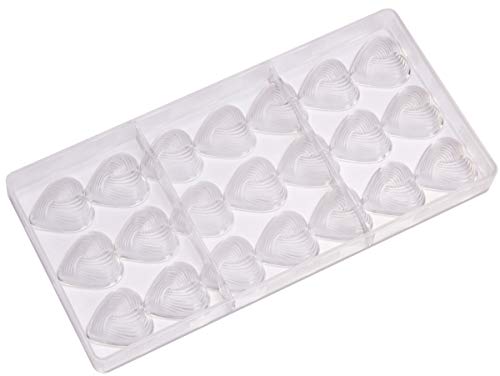 Polycarbonate Chocolate Mold by NuEmporia for Pralines, Truffles, Sweets, Candies, Bonbons: Grooved Heart Shape. Food Safe, BPA-Free Polycarbonate Plastic