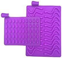 Exclusiva Gummy Bear Mold + Worm Mold with Dropper for making 70 Cute Mini Bears - Worms - for Hard Candies, Gummies Ice Cube Tray- Energy Chews-Gummy Vitamins