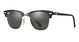 Ray Ban RB3016 Clubmaster Sunglasses (51 mm, Solid Black G15 Lens)