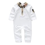 XiaoTianXin-baby clothes XTX Unisex Kids Boy Girl Cute Polos Lapel Long Sleeve Polo Jumpsuits 100cm White