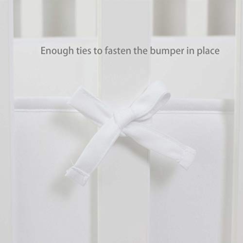 CaSaJa Napping Microfiber Crib Bumper Pads Protector, Soft and Breathable for Baby Boys and Girls, Fits Standard Size Crib and Toddler Beds 28 inches x 52 inches, Machine Washable, White Color - Thumbnail 4