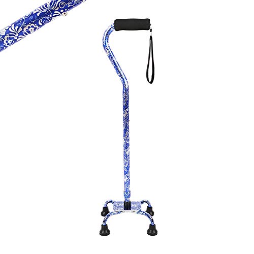 image for LIXIANG Quad Walking Cane, Offset Walking Cane with Unique Blue&White 