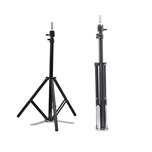 HYOUJIN Heavy Duty Metal Adjustable Tripod Stand Holder Wig Stand for Canvas Block Head Hairdressing Training Head Mannequin Head with Carry Bag