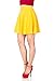 Basic Solid Stretchy Cotton High Waist A-line Flared Skater Mini Skirt (M, Yellow)