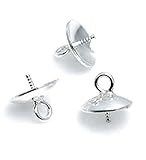 10pcs Sterling Silver Secure Screw Eye Pin Bail with 4mm Small Pearl Cup Pendant Connector for Jewelry Craft Making SS228-4