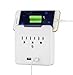 iMagitek Wall Mount Surge Protector Outlets with Dual 2.1A USB Charging Ports and 3 AC Outlet Plugs, One Phone Holder for iPhone, iPad and Others