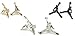 3 Pairs of Michael Air Jordan Jumpman Black, Gold, and Silver Tone CZ Stud Hip Hop Bling Earring