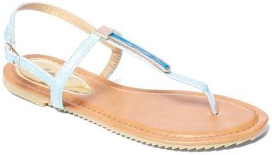 blue t strap sandals