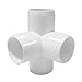 SELLERS360 4Way 1/2 inch PVC Fittings Corner Cross Elbow 45 90 Degree for Greenhouse Shed Pipe, Tent Connection Tee, Furniture Build Grade SCH40 [Pack of 12]