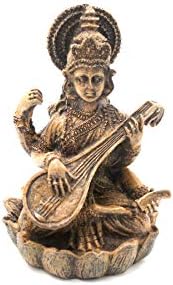 Venilals Saraswati Exotic India Goddess Statue, Multi-Colour, 10 x 7 x 6-cms