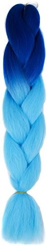 Stepupgirl 24 Inch Sapphire to Sky Blue Ombre Color Synthetic Big Afrika Amerika Mengepang Rambut Jumbo Braid with Calendar Card