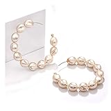 BVGA Hoop Earrings for Women Ivory Acrylic Pearl Hoop Earrings Lightweight Ear Drop Dangles (Ivory)