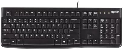 Logitech K120 Wired Keyboard for Windows, Plug and Play, Full-Size, Spill-Resistant, Curved Space Bar, Compatible with PC, Laptop - Black