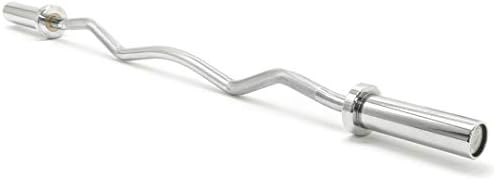 POWERGYM Olympic EZ E-Z Curl Bar Barbell with Olympic Spring Collars Curling