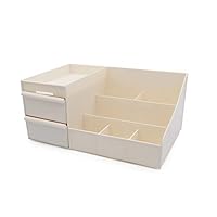 Poooyun-Life-收纳盒 Cosmetic Storage Box Desktopplastic Makeup Dressing Skin Care Rack Container Sundries,White