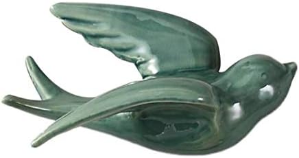 JDSHSO European Style Retro 3D Wall Mural Pendant Ceramic Crafts Swallows Statues Home Decor Simple Bird Shaped Sculpture (Large,A)