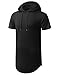 Aiyino Mens Hipster Longline Hooded Side Zipper T-Shirt US Large Black